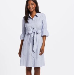 Draper James Striped Ruffle Sleeve Shirtdress